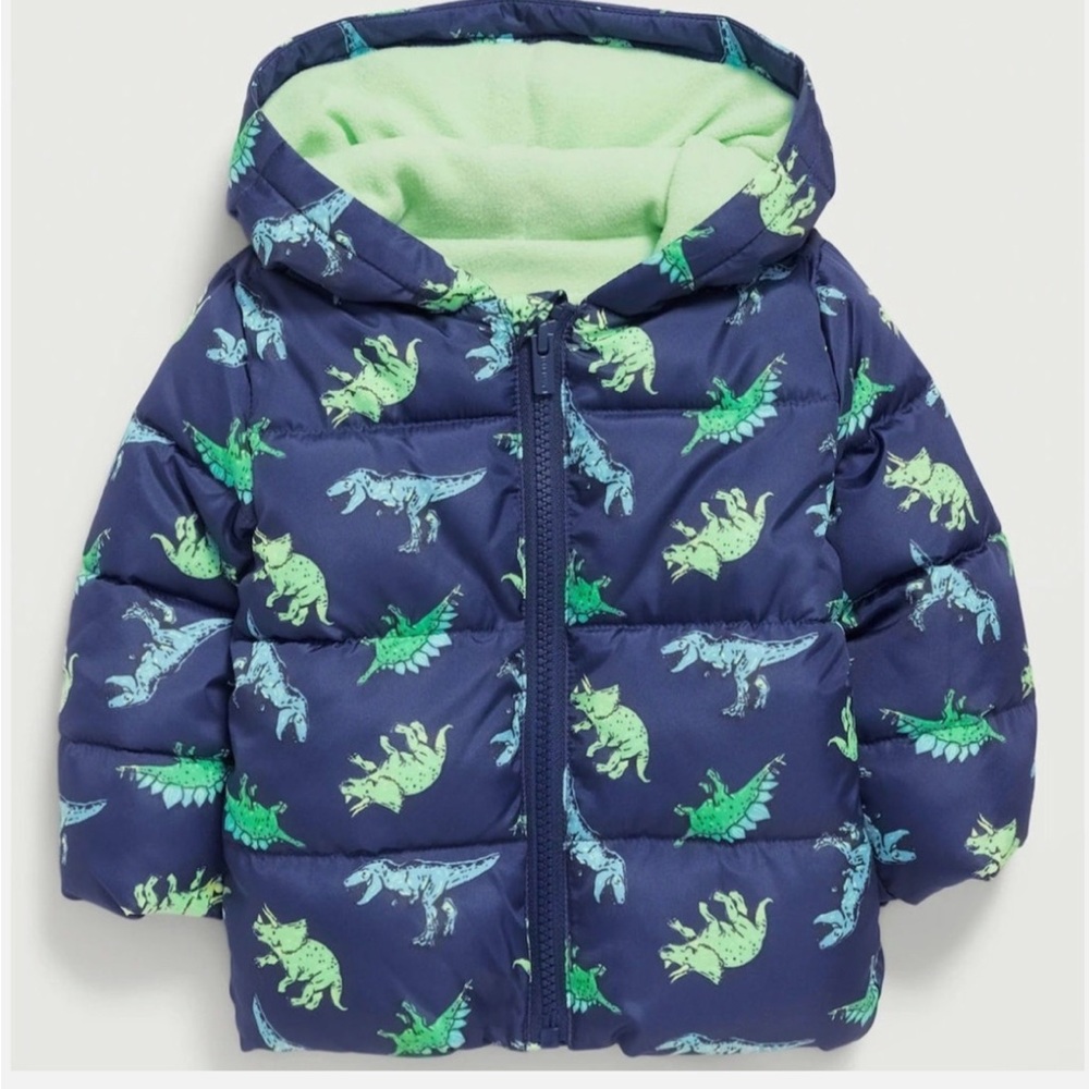Old Navy Dinosaur Print Puffer Jacket NWOT 3T